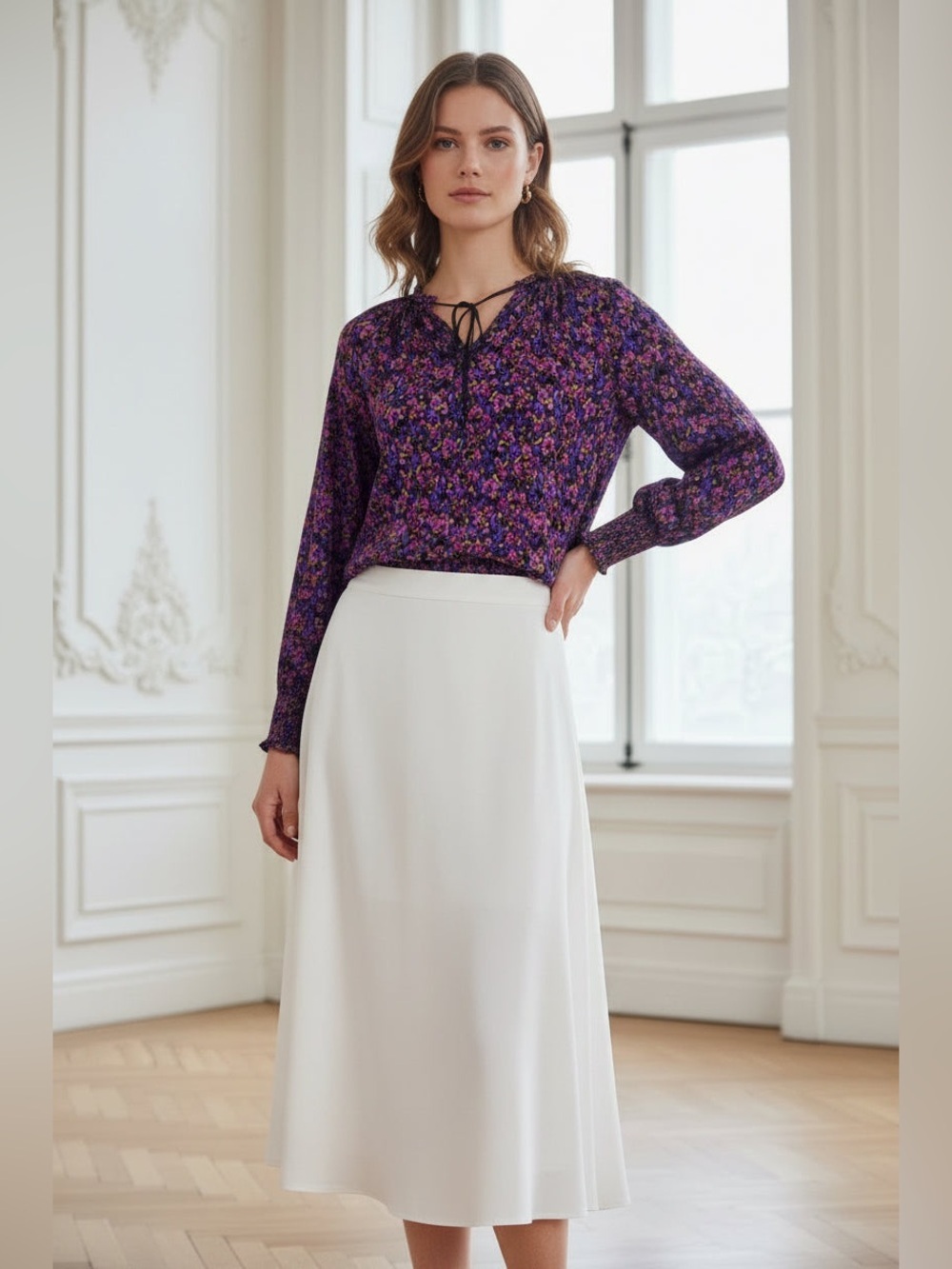Democracy Purple Floral Blouse